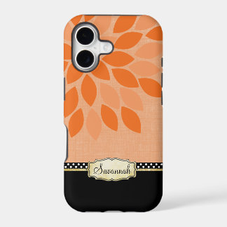 Modern Personalized Orange Black Gold iPhone Case