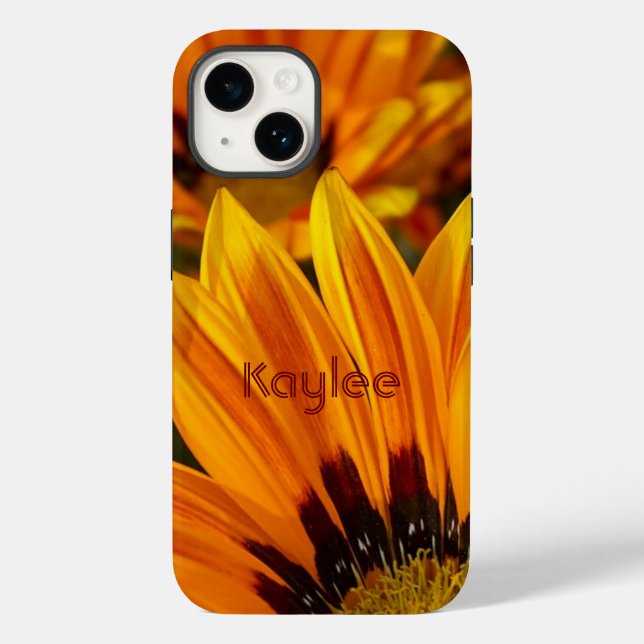Modern Personalized Orange Daisy Floral Case-Mate iPhone Case (Back)