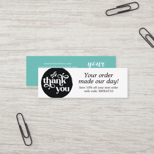 Modern  Personalized Order Circle Thank You Card (Front/Back In Situ)