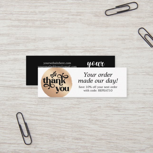 Modern  Personalized Order Circle Thank You Card (Front/Back In Situ)