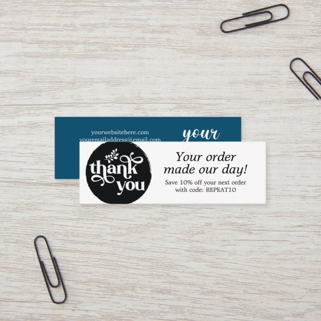 Modern  Personalized Order Circle Thank You Card (Front/Back In Situ)