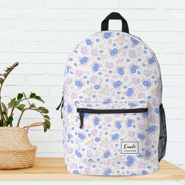 Modern Personalized Pastel Coquette Floral Pattern Printed Backpack (Creator Uploaded)