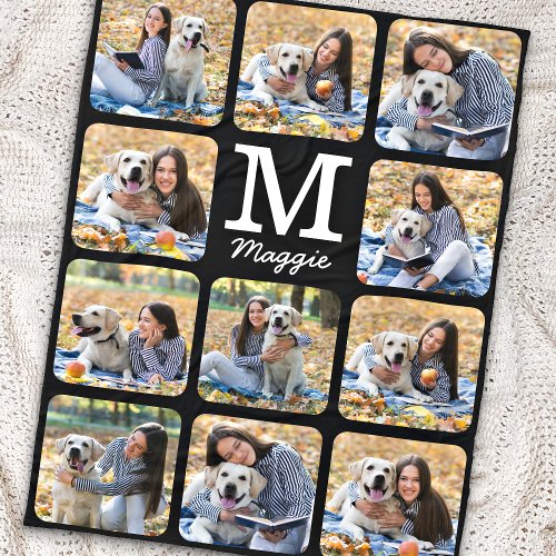 Modern Personalized Pet 11 Photos Dog Lover Fleece Blanket