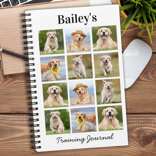 Modern Personalized Pet Dog 12 Photo Collage Notebook