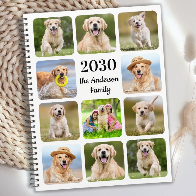 Modern Personalized Pet Dog Family Kids Photo Year Planner (Creator Uploaded)
