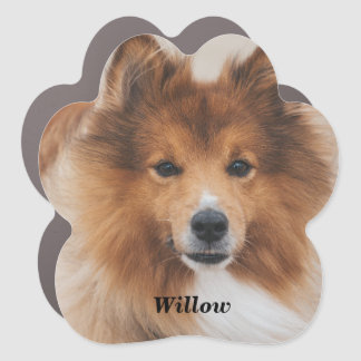 Modern Personalized Pet Dog Photo and Name Car Magnet