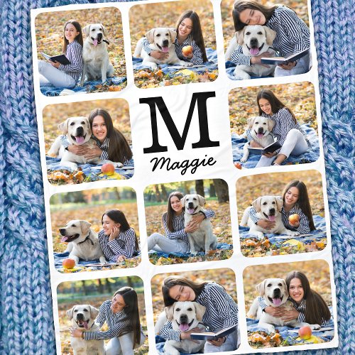 Modern Personalized Pet Photo Collage Dog Lover Fleece Blanket