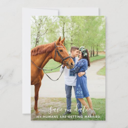 Modern Personalized Pet Photo Horse Wedding Save The Date