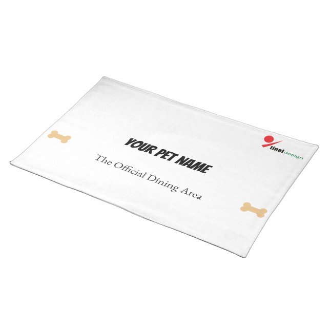 Modern Personalized Pet Placemat | Custom Name Dog (On Table)