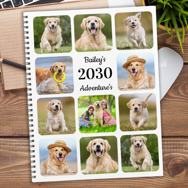 Modern Personalized Pet Puppy Dog 11 Photo Yearly Planner (Creator Uploaded)