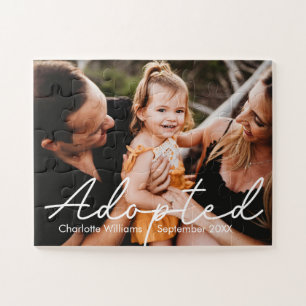 Modern Personalized Photo Adoption Announcement Jigsaw Puzzle