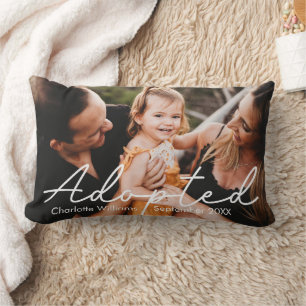 Modern Personalized Photo Adoption Lumbar Pillow