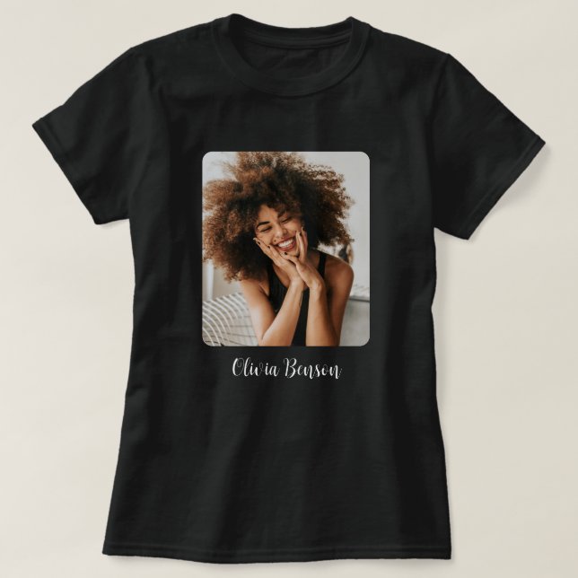 Modern Personalized Photo and Name Create your own T-Shirt (Design Front)