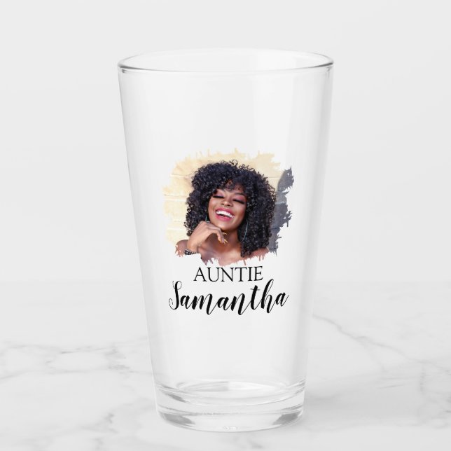 Modern Personalized Photo Auntie Glass (Front)
