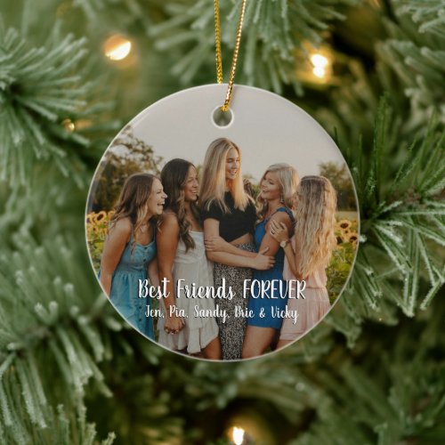 Modern Personalized Photo Best Friends Forever Ceramic Ornament