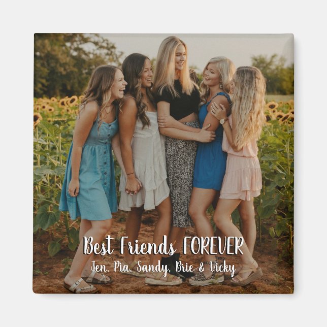 Modern Personalized Photo Best Friends Forever Magnet (Front)