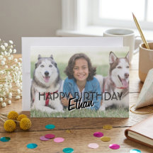 Modern Personalized Photo Birthday Card Custom 