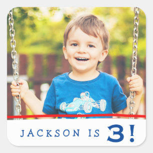 Modern Personalized Photo Birthday Stickers