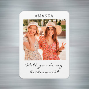 Modern Personalized Photo Bridesmaid Proposal Magnet