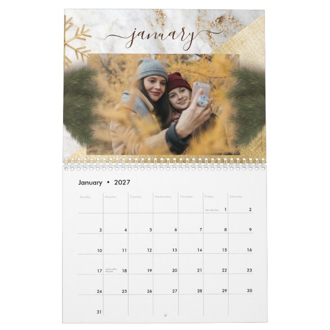 Modern Personalized Photo ,Christmas & new year Calendar (Jan 2027)