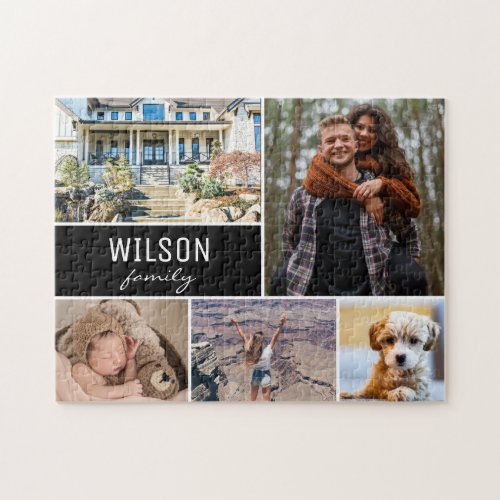 Modern Personalized Photo Collage Family Jigsaw Jigsaw Puzzle