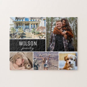 Modern Personalized Photo Collage Family Jigsaw Puzzle
