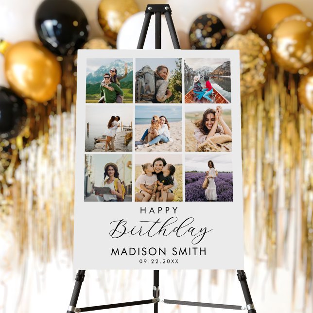 Modern Personalized Photo Collage Happy Birthday Foam Board (Creator Uploaded)
