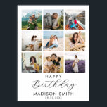 Modern Personalized Photo Collage Happy Birthday Poster<br><div class="desc">Create your own custom photo birthday poster sign featuring happy birthday in modern minimal typography alongside name and date for personalized birthday decor. Add 9 of your favorite pictures in a grid pattern layout for a personalized photo collage sign.</div>