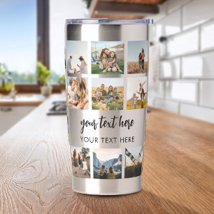 Modern Personalized Photo Collage Insulated Tumbler