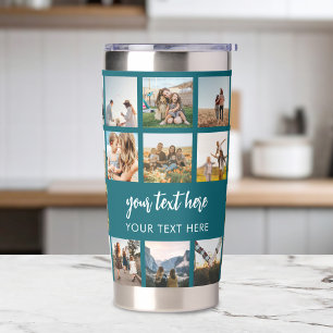 Modern Personalized Photo Collage Insulated Tumbler