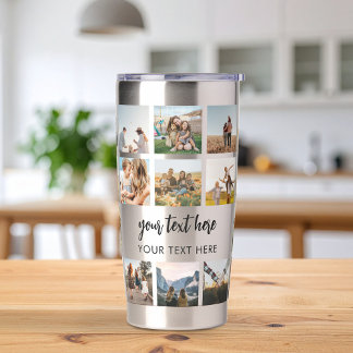 Modern Personalized Photo Collage Insulated Tumbler