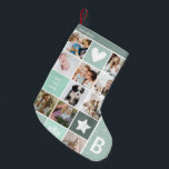 Modern Personalized Photo Collage Keepsake Small Christmas Stocking<br><div class="desc">A beautiful festive personalized Christmas stocking that features 10 photos of your choice with the space to add your own text, name and initial. A beautiful design for your Christmas home decor or wonderful keepsake gift for your friends and family. Simply customize the text and photos to make it your...</div>