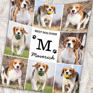 Modern Personalized Photo Collage Pet Dog Lover Fleece Blanket