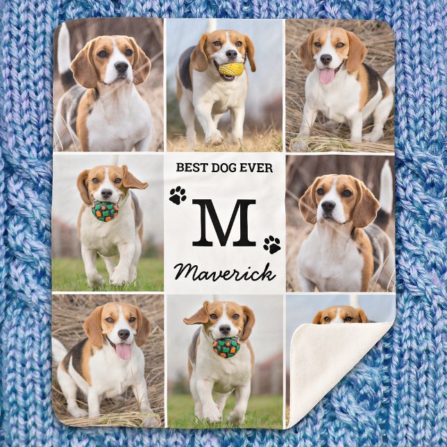 Modern Personalized Photo Collage Pet Dog Lover  Sherpa Blanket (Creator Uploaded)