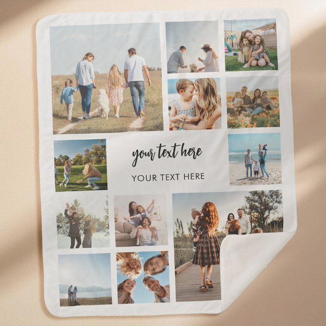 Modern Personalized Photo Collage Sherpa Blanket (Creator Uploaded)