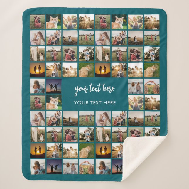 Modern Personalized Photo Collage Sherpa Blanket (Front)