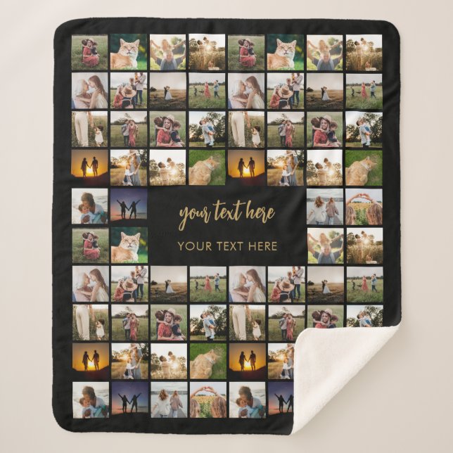 Modern Personalized Photo Collage Sherpa Blanket (Front)