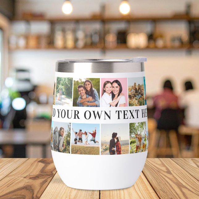 Modern Personalized Photo Collage Thermal Wine Tumbler (Creator Uploaded)