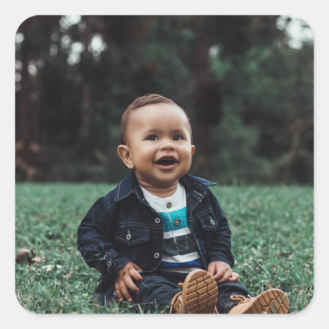 Modern Personalized Photo Custom Square Sticker (Front)