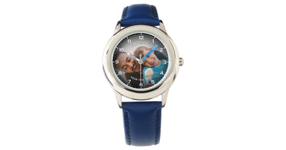 Modern Personalized Photo & Custom Text Boy's Watch | Zazzle