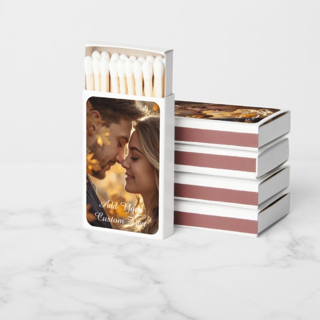Modern Personalized Photo & Custom Text Matchboxes (Stacked)