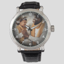 Modern Personalized Photo & Custom Text Men's Watch