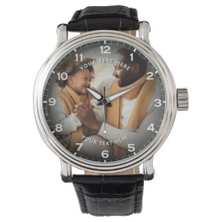Modern Personalized Photo & Custom Text Men's Watch