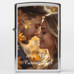 Modern Personalized Photo & Custom Text Zippo Lighter