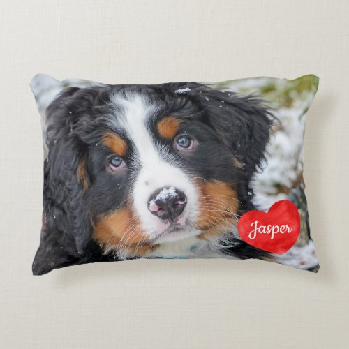 Modern Personalized Photo Dog lover Pet Decorative Pillow - Celebrate your best friend with a personalized Pet Pillow . Name will be showcased in a beautiful watercolor heart . Customize with your own photo , and name . 
Perfect gift for a dog lover friend, pet loss keepsake  , even for family, best friends, sisters, siblings, or grandparents . COPYRIGHT © 2020 Judy Burrows, Black Dog Art - All Rights Reserved. Modern Personalized Photo Dog lover Pet Accent Pillow