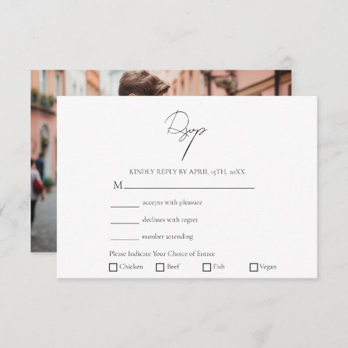 Modern Personalized Photo Meal Choice Wedding  RSVP Card