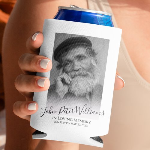 Modern Personalized Photo Memorial Can Cooler