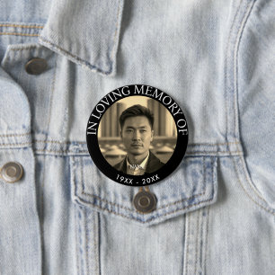 Modern Personalized Photo Memorial Death Button