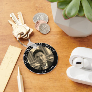 Modern Personalized Photo Memorial Death Keychain