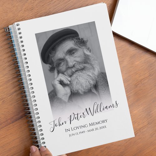 Modern Personalized Photo Memorial Guest Notebook